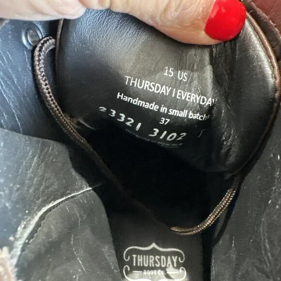 Thursday Boot Company Stomper Zip-Up Boot Brown Leather Mens 15 READ Boots